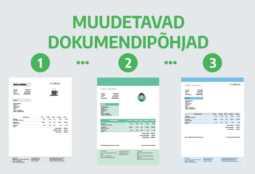 Muudetav arve kujundus SimplBooksis