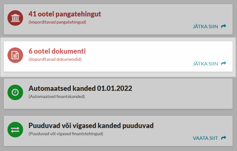 Imporditud dokumendid ettevõtte ülevaates