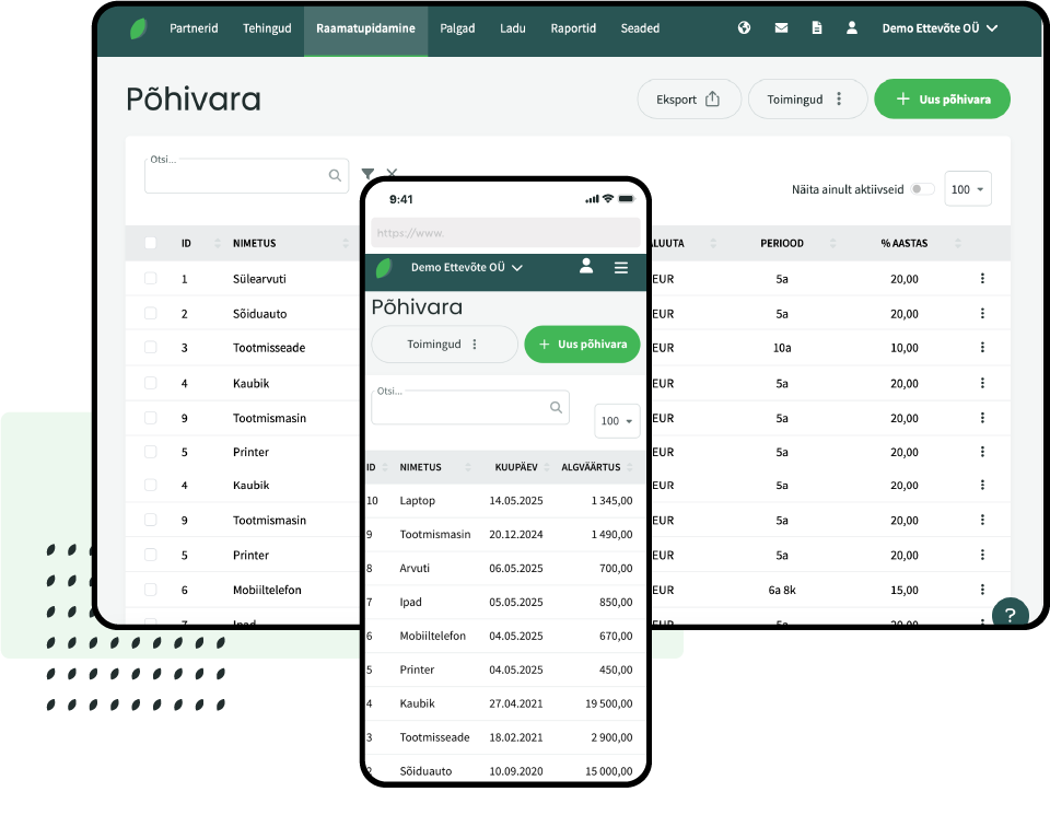 SimplBooks põhivara Põhivara