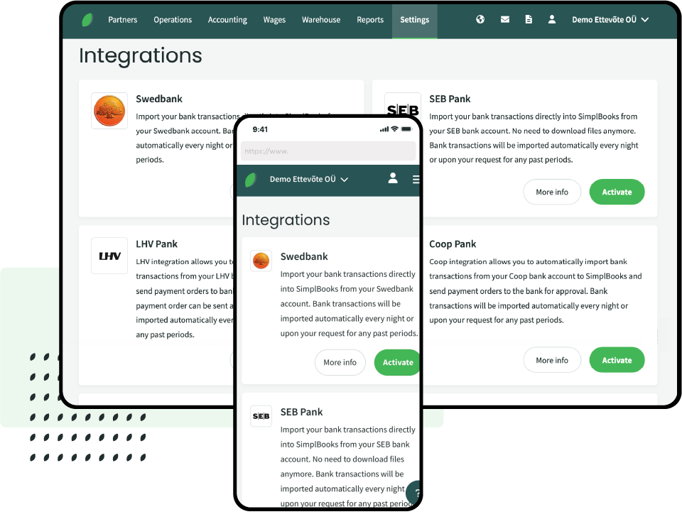 SimplBooks integrations SimplBooks integrations